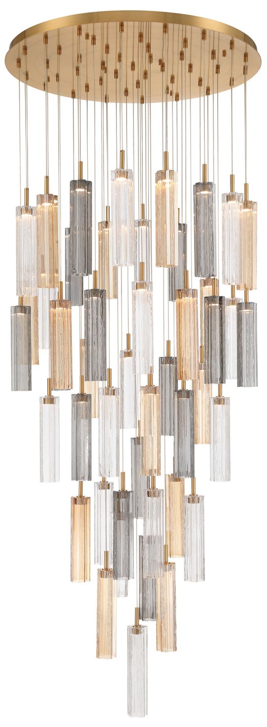 Image 3 Crystorama Addis 36" Integrated LED Multi-Light  Aged Brass Pendant more views