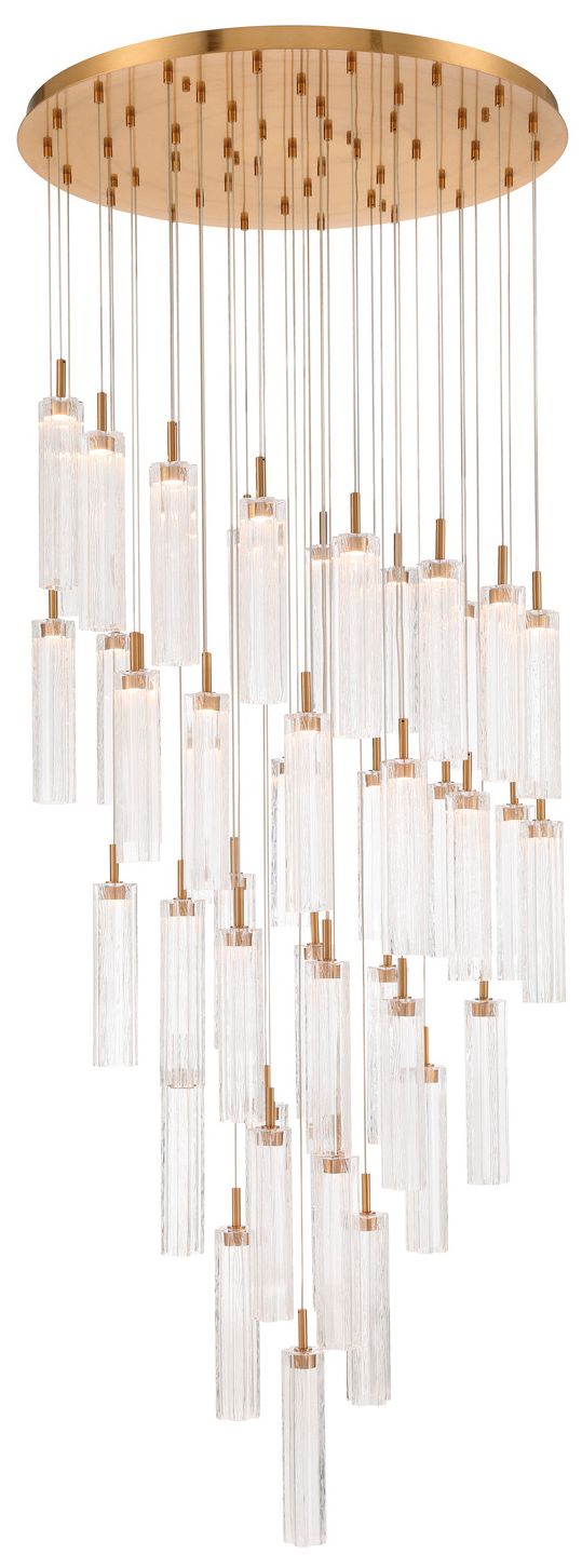 Crystorama Addis 36" Integrated LED Multi-Light  Aged Brass Pendant