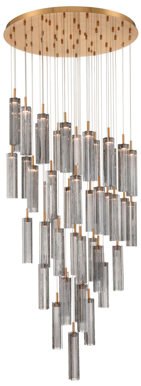 Crystorama Addis 36" Integrated LED Multi-Light  Aged Brass Pendant