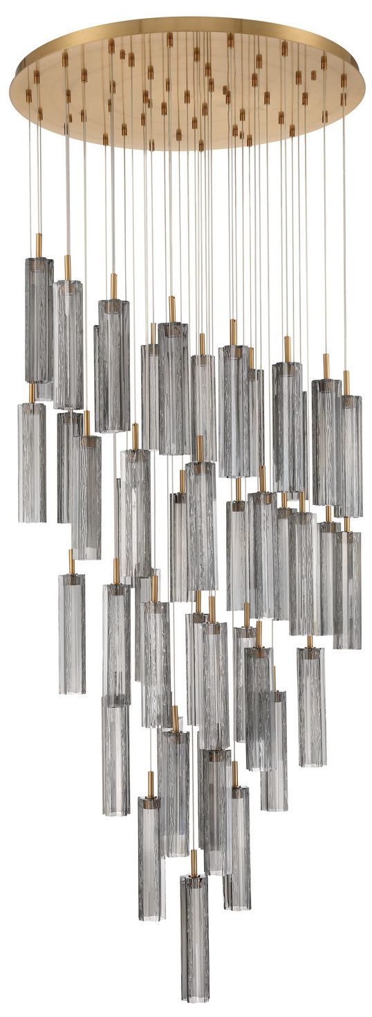 Image 2 Crystorama Addis 36" Integrated LED Multi-Light  Aged Brass Pendant more views