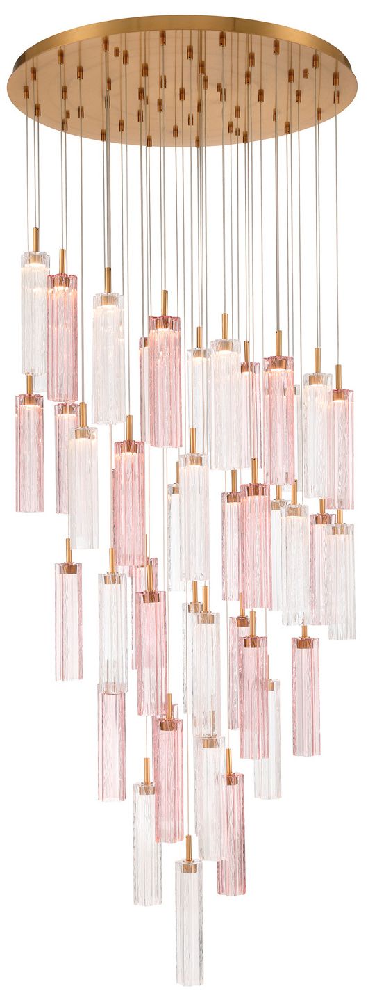 Crystorama Addis 36" Integrated LED Multi-Light  Aged Brass Pendant