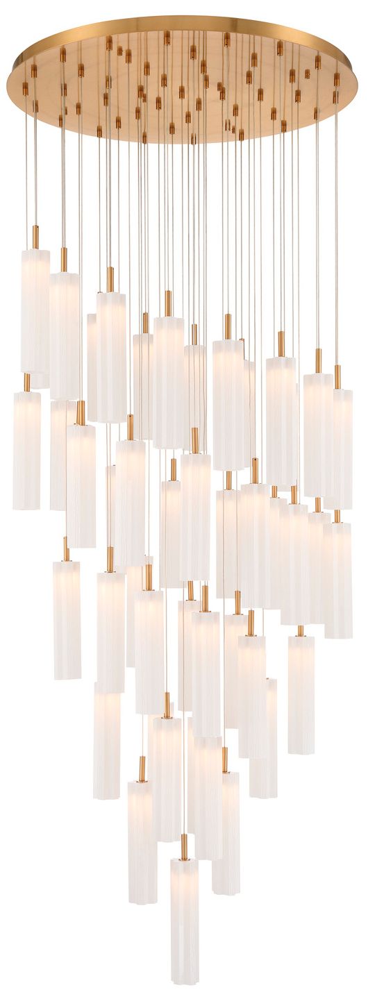 Crystorama Addis 36" Integrated LED Multi-Light  Aged Brass Pendant