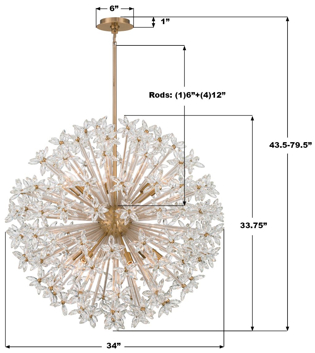 Image 7 Crystorama Adley 34'' Aged Brass Chandelier more views