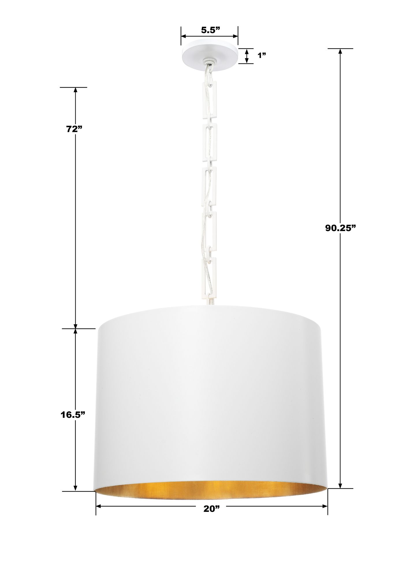 Crystorama Alston 20"W Matte and Gold White Pendant Light