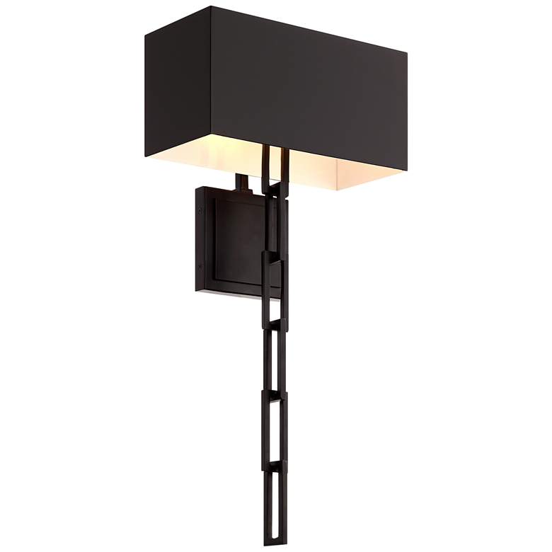 Image 1 Crystorama Alston 24 1/2 inchH Matte Black and White Wall Sconce