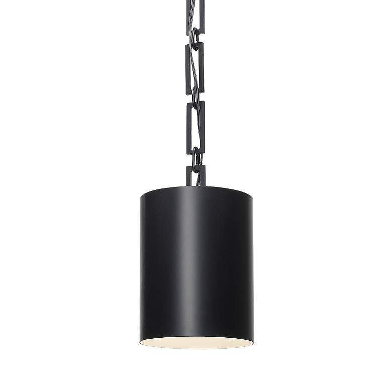 Image 2 Crystorama Alston 8 inch Wide Matte Black 1-Light Cylinder Mini Chandelier more views