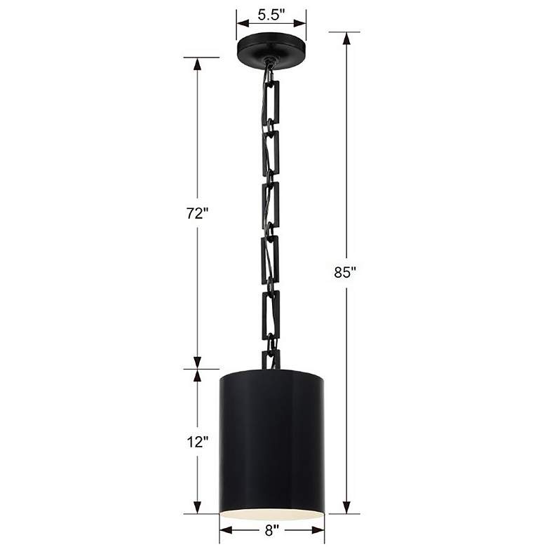 Image 4 Crystorama Alston 8" Wide Matte Black 1-Light Cylinder Mini Chandelier more views