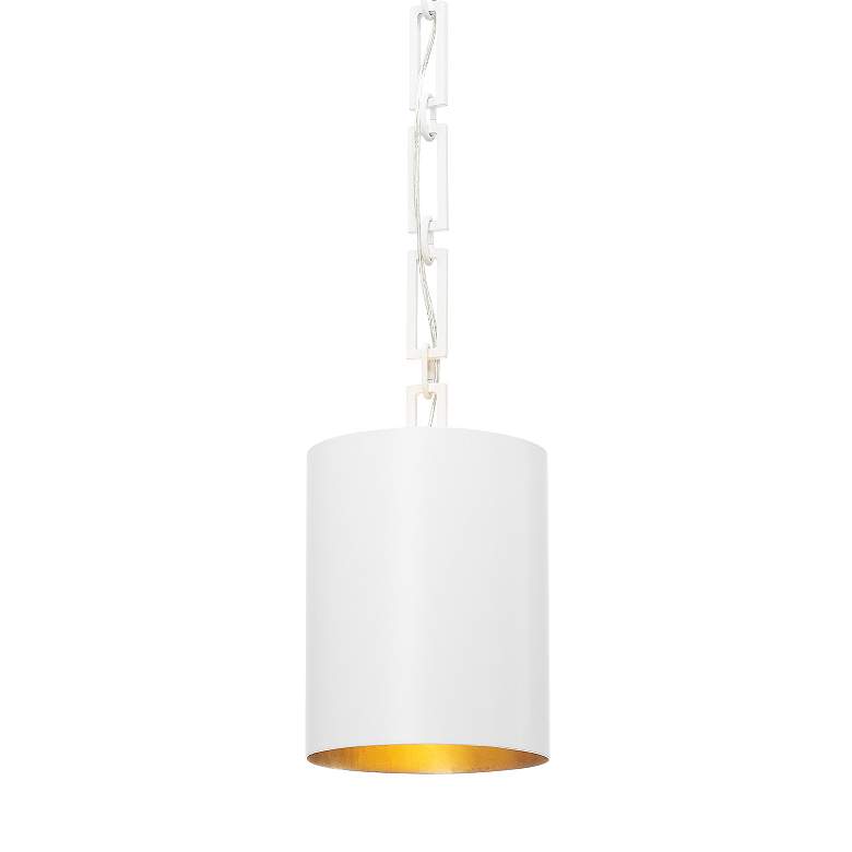 Image 2 Crystorama Alston 8" Wide Matte White and Gold Mini Pendant more views