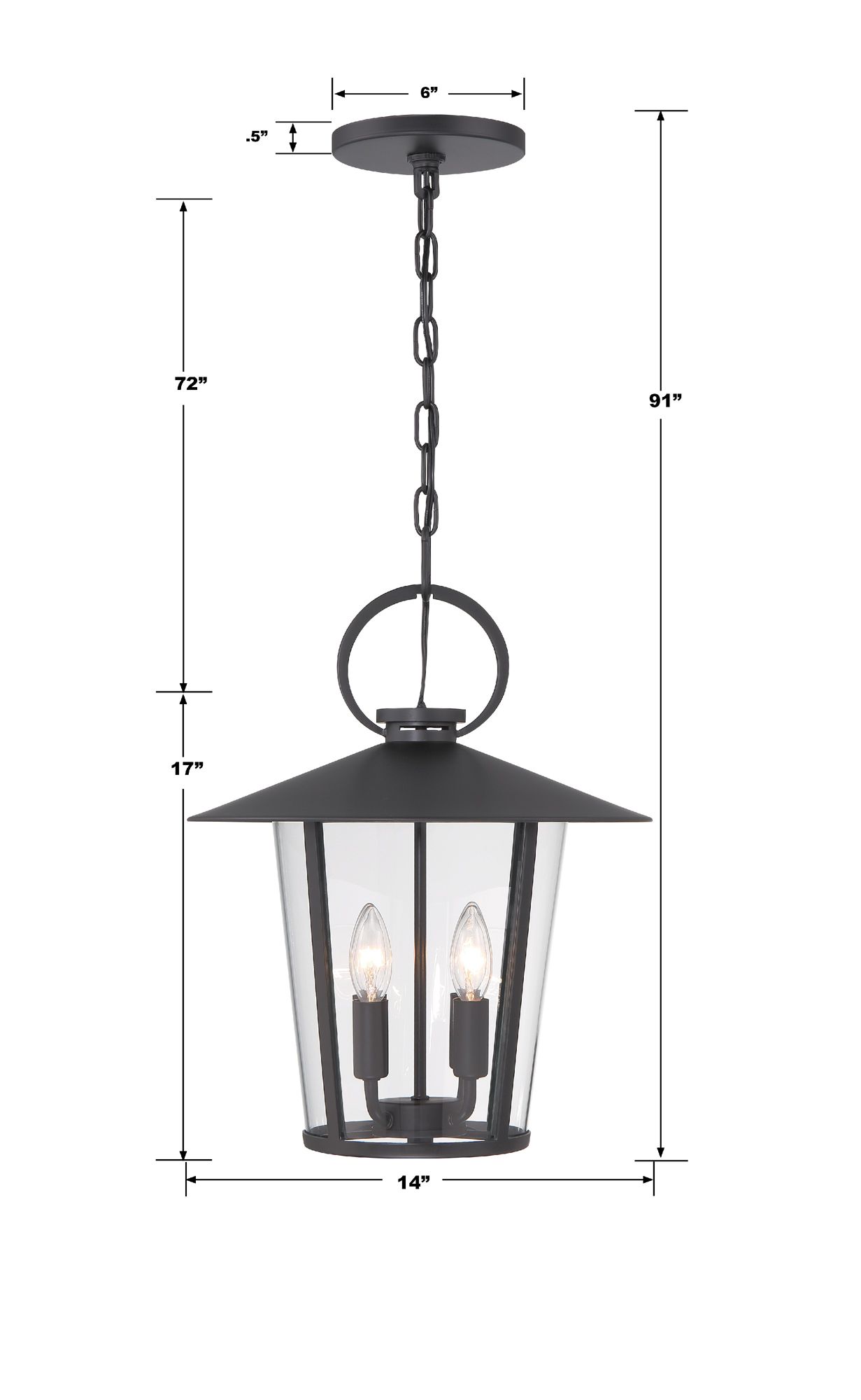 Image 5 Crystorama Andover 14'' Matte Black Outdoor Pendant more views