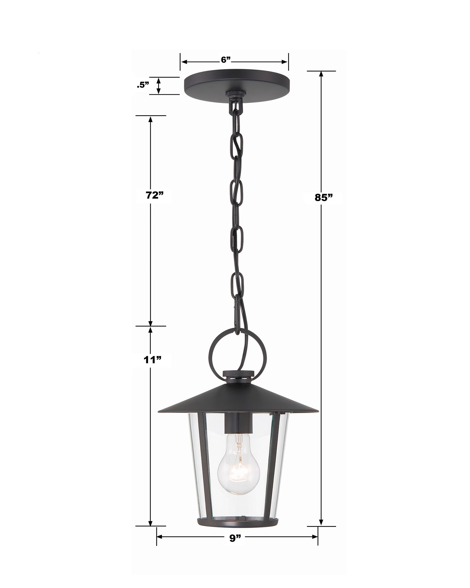 Image 5 Crystorama Andover 9'' Matte Black Outdoor Pendant more views