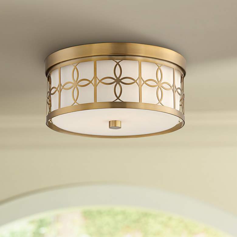 Image 1 Crystorama Anniversary 13 1/2" Wide Vibrant Gold Drum Ceiling Light