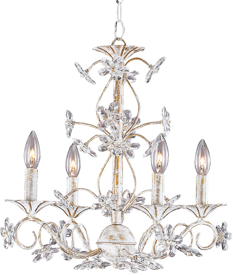 Crystorama Antique White Crystal Floret Chandelier