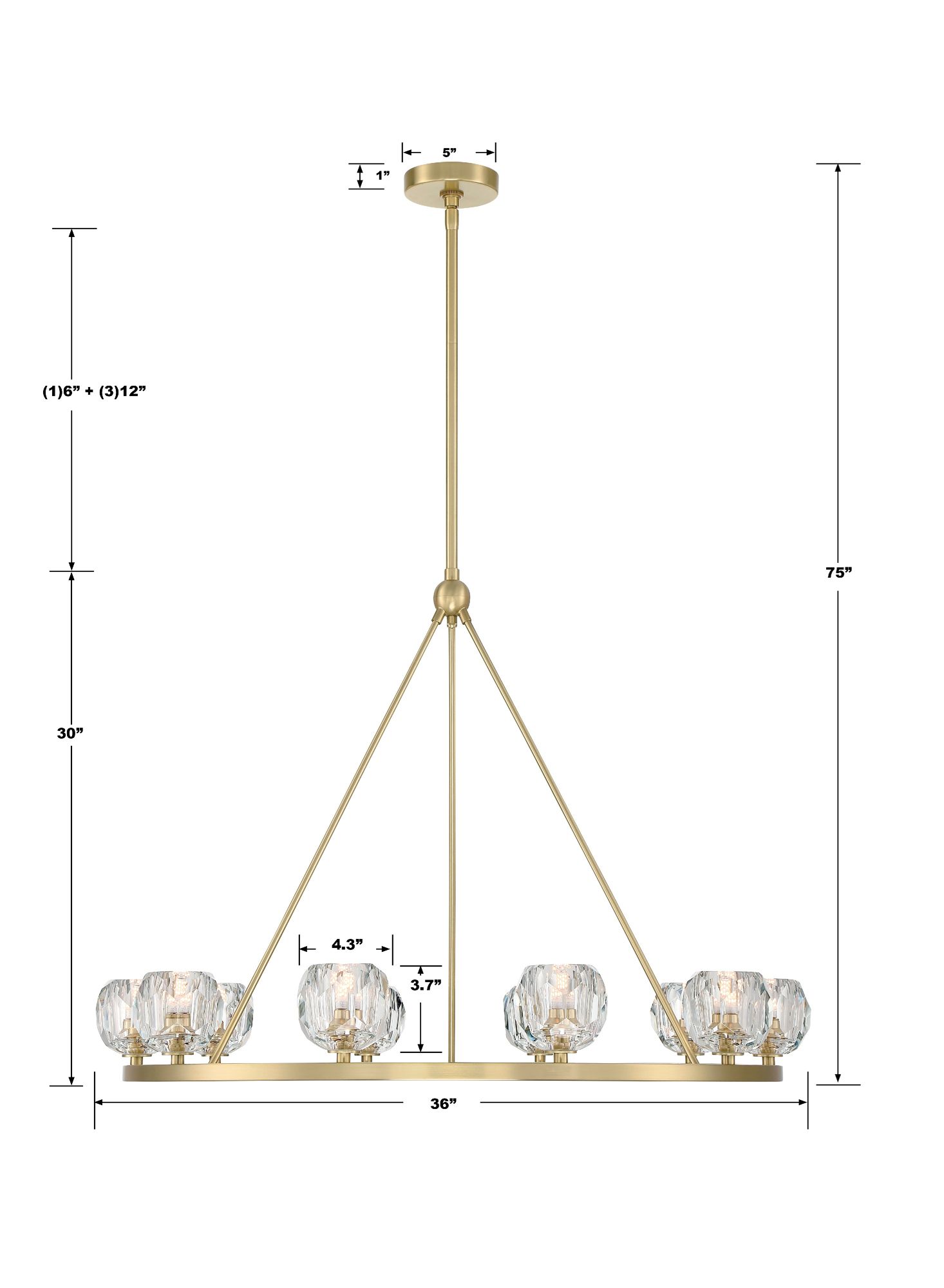 Crystorama Aragon 36" Wide 10-Light Soft Brass Crystal Chandelier