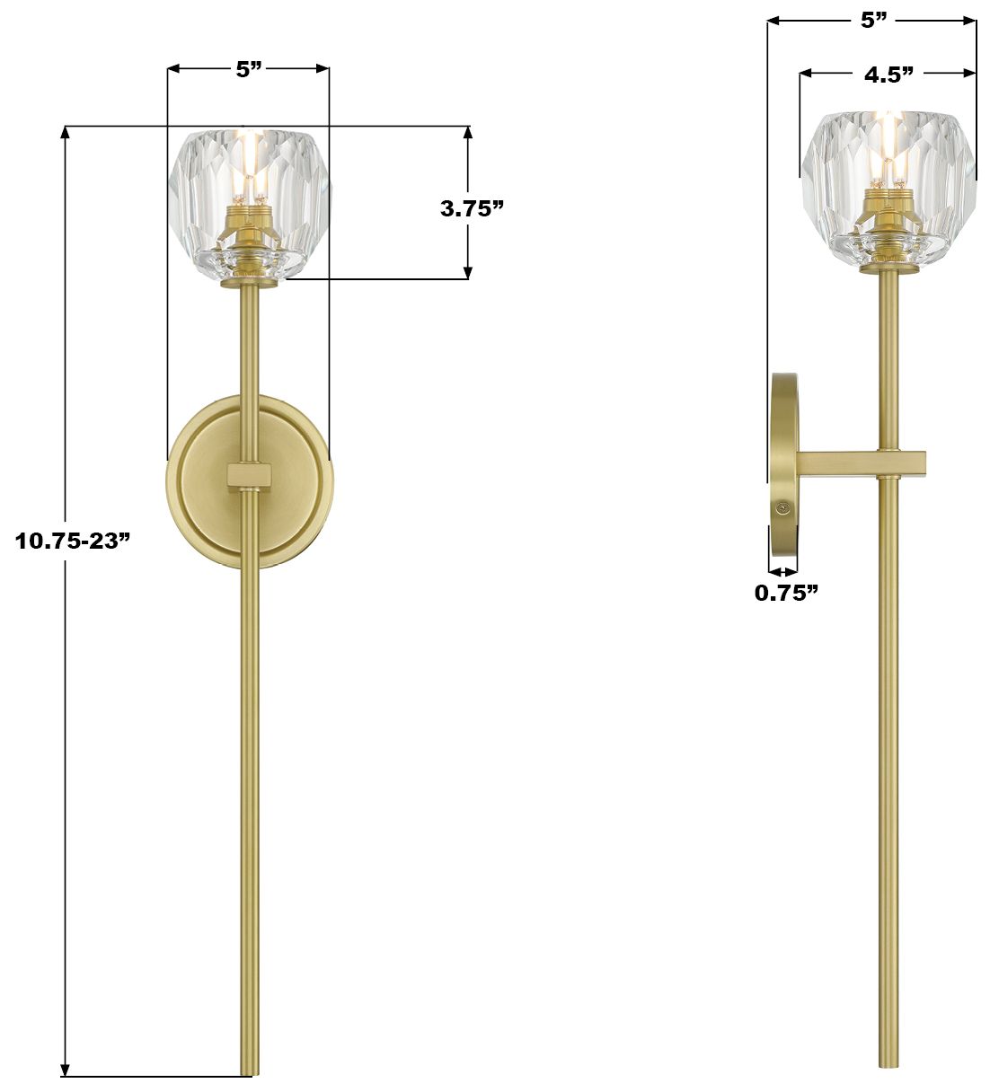 Crystorama Aragon 4.5'' LED Soft Brass Sconce
