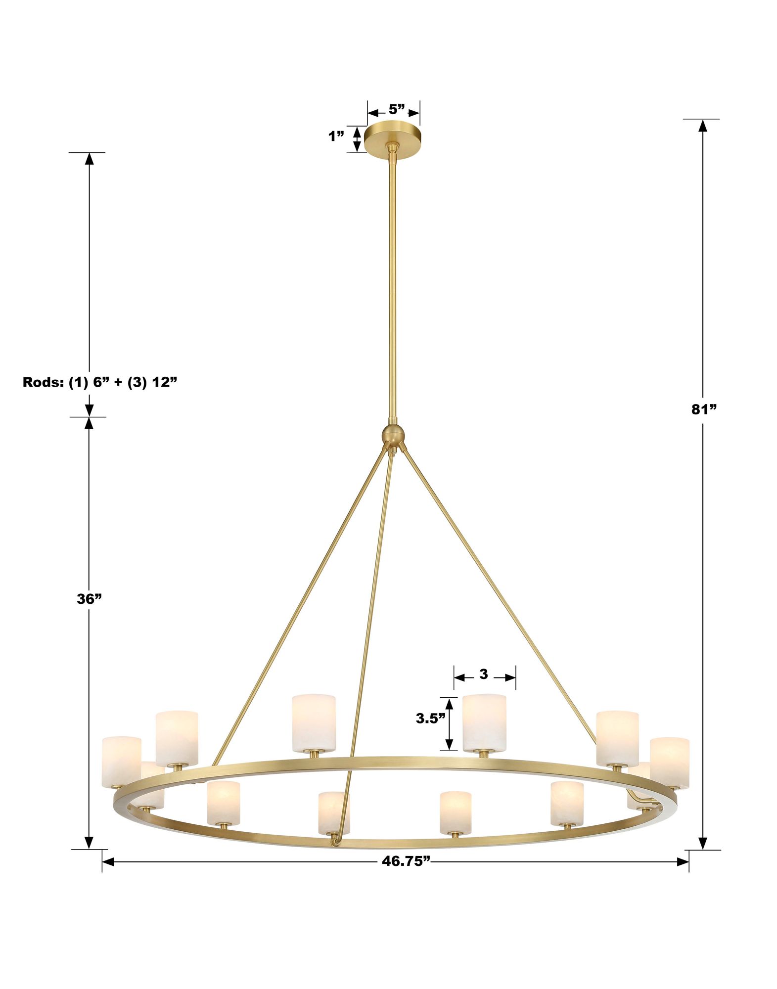 Image 7 Crystorama Aragon 46.75'' LED Soft Brass Chandelier more views