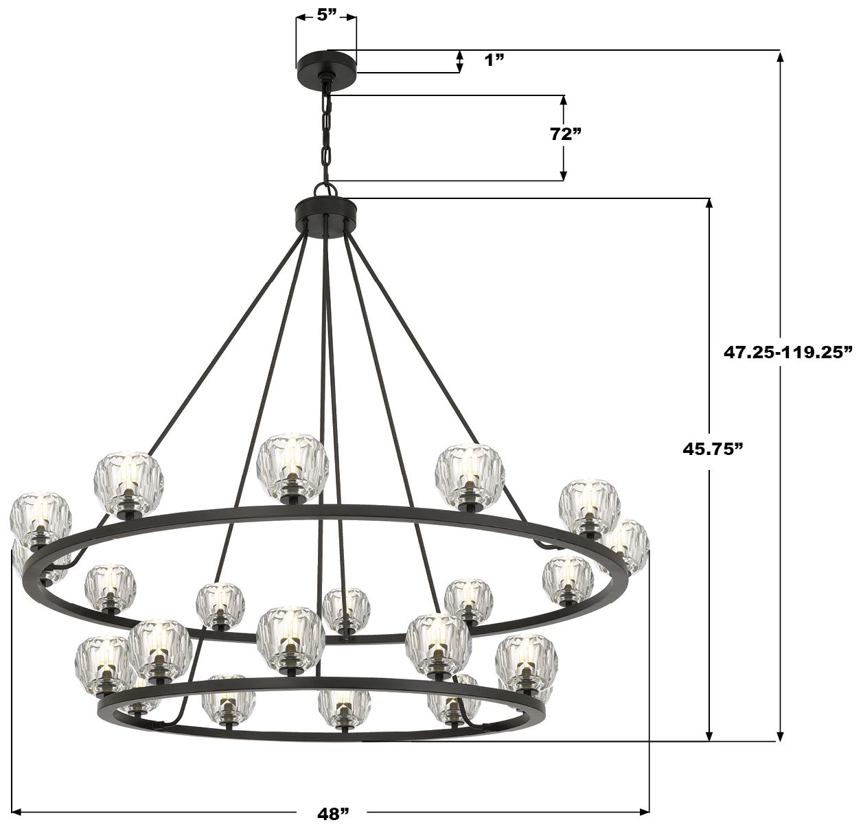 Image 6 Crystorama Aragon 48'' LED Matte Black Chandelier more views