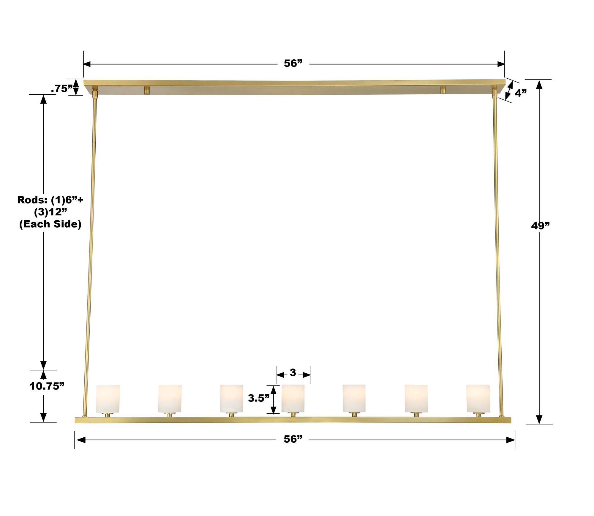 Image 6 Crystorama Aragon 56'' LED Soft Brass Linear Chandelier more views