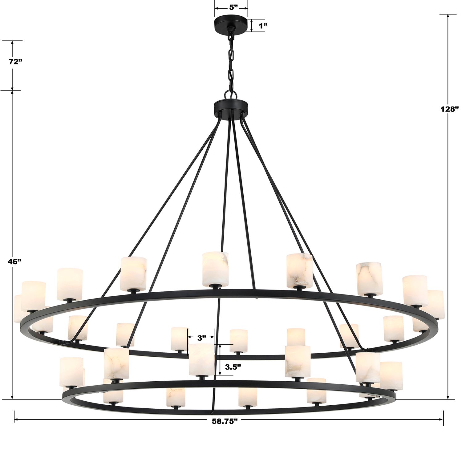 Crystorama Aragon 58.75'' LED Matte Black Chandelier