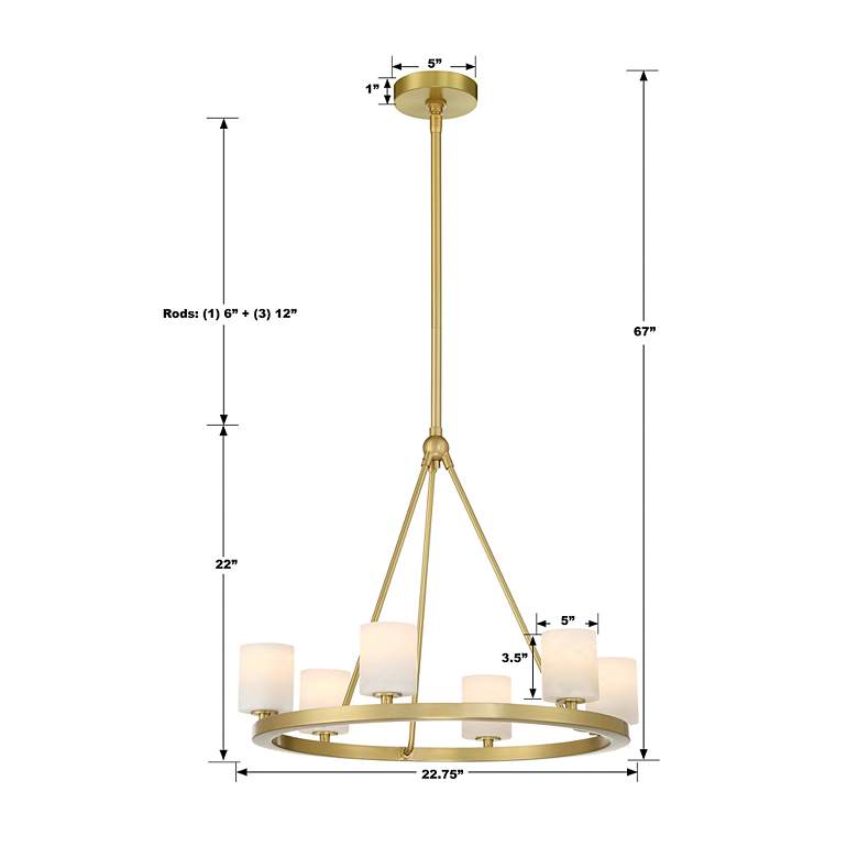 Image 5 Crystorama Aragon 6 Light Soft Brass Chandelier more views