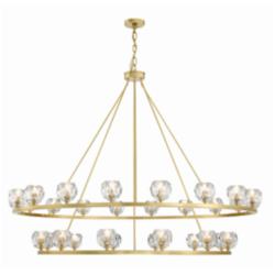 Crystorama Aragon 60"W Soft Brass 30-Light LED Chandelier