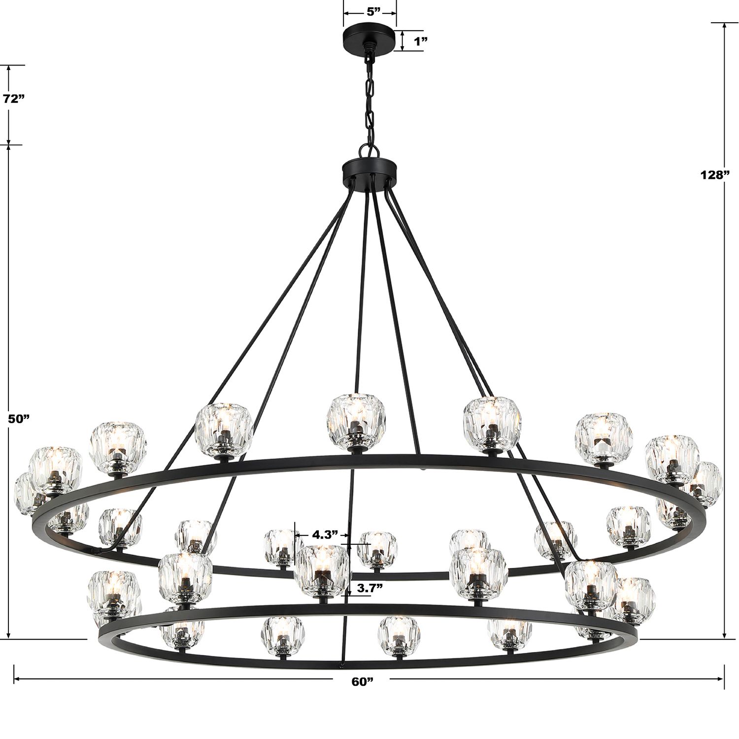 Crystorama Aragon 60'' LED Matte Black Chandelier