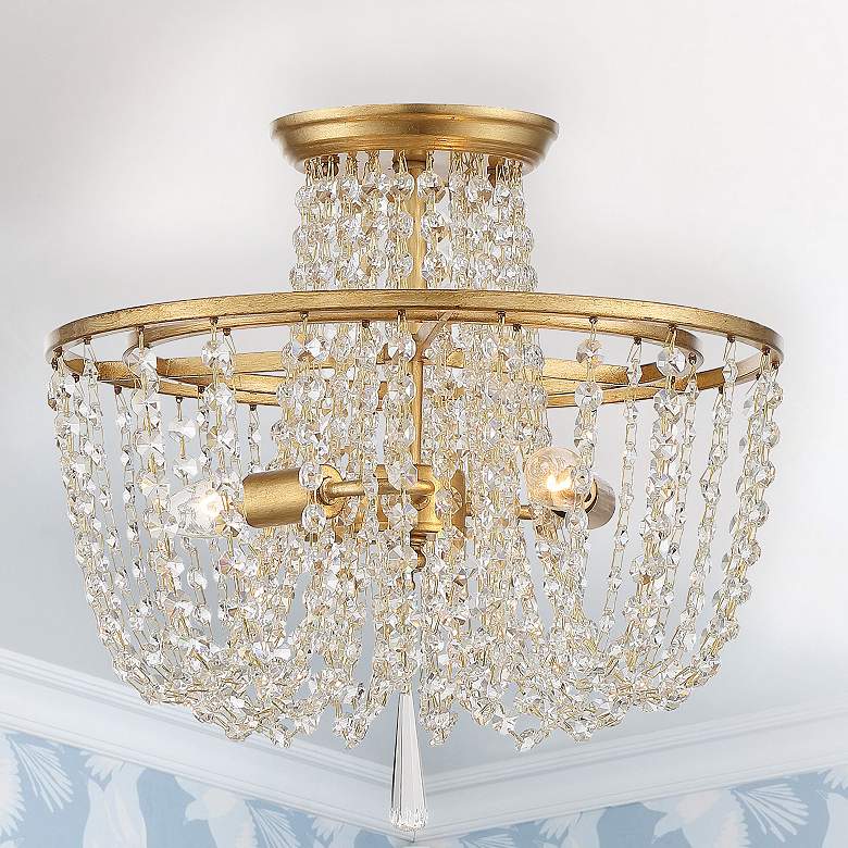 Image 1 Crystorama Arcadia 15" Wide Antique Gold Ceiling Light