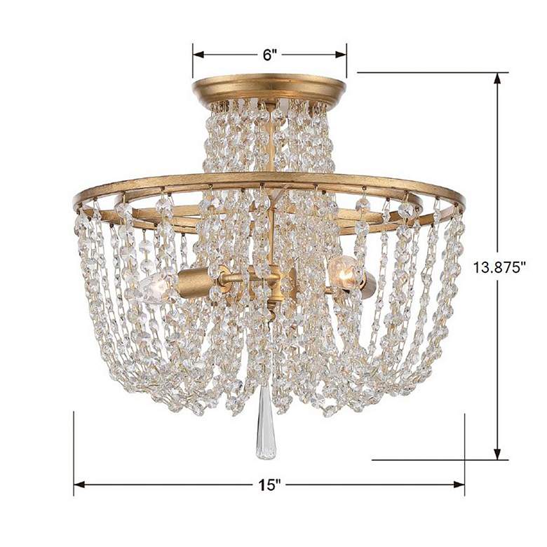 Image 7 Crystorama Arcadia 15" Wide Antique Gold Ceiling Light more views