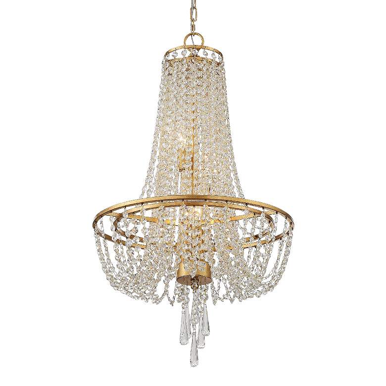 Image 1 Crystorama Arcadia 18 inch Wide Antique Gold Crystal Chandelier
