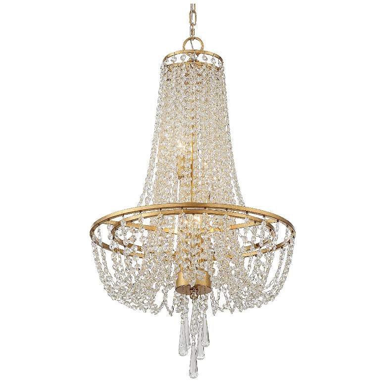 Image 1 Crystorama Arcadia 18 inch Wide Antique Gold Crystal Chandelier