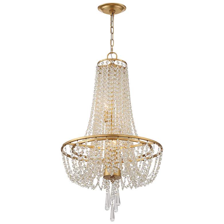 Image 2 Crystorama Arcadia 18 inch Wide Antique Gold Crystal Chandelier more views