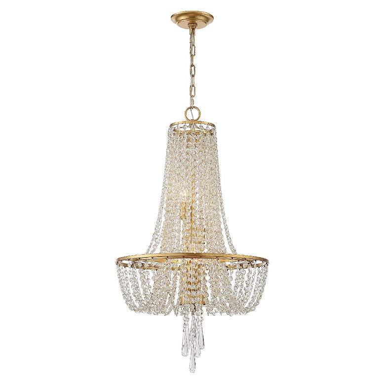 Image 3 Crystorama Arcadia 18 inch Wide Antique Gold Crystal Chandelier more views