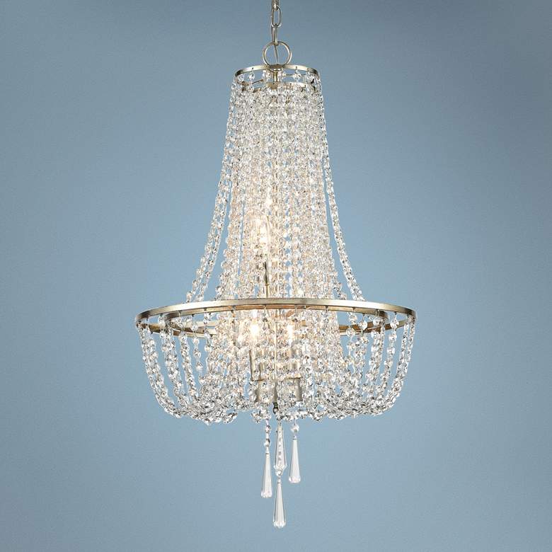 Image 1 Crystorama Arcadia 18 inchW Antique Silver Crystal Chandelier