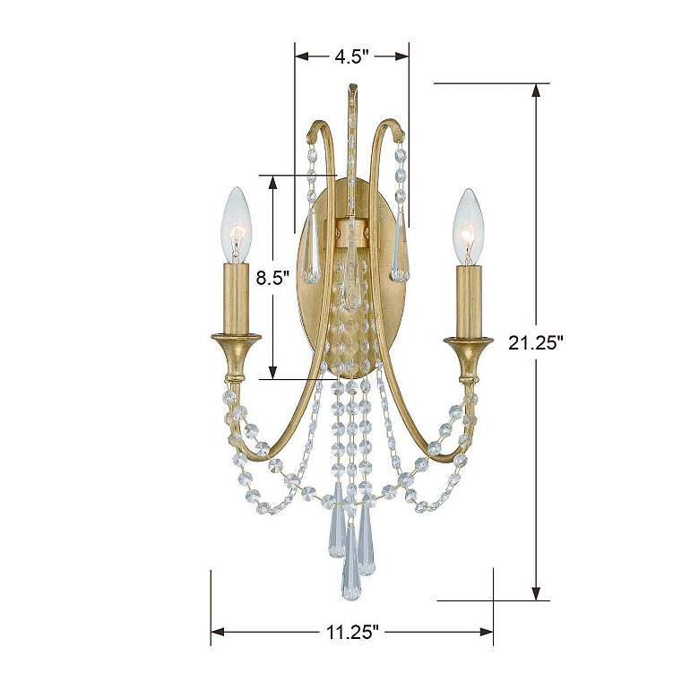 Image 6 Crystorama Arcadia 21 1/4" High Antique Gold Wall Sconce more views