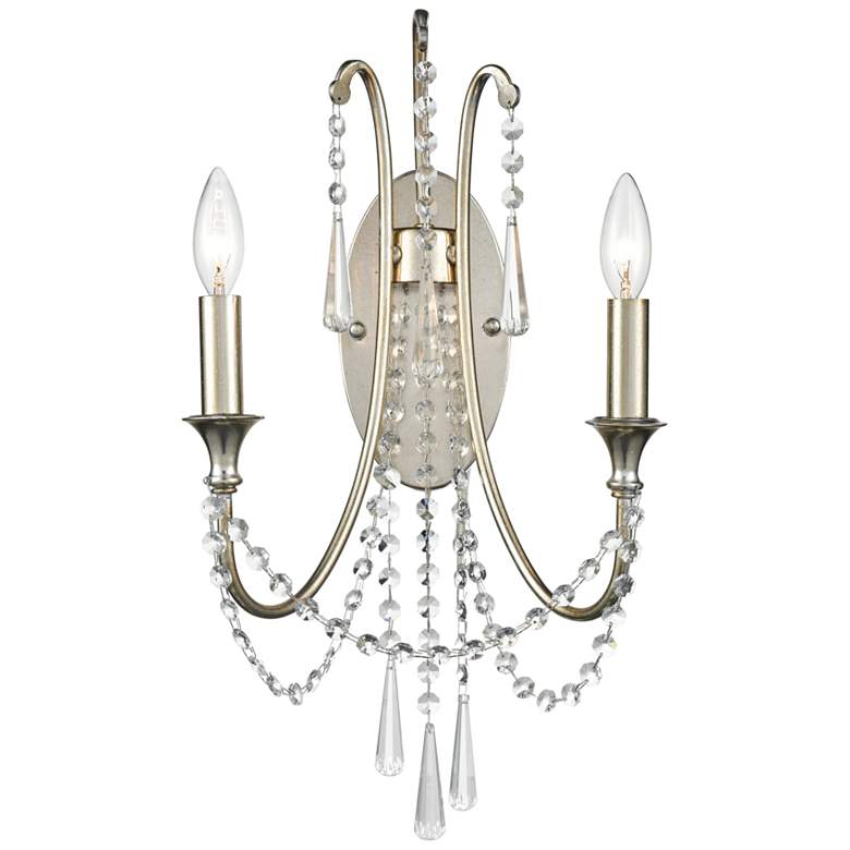 Image 1 Crystorama Arcadia 21 inchH Silver 2-Light Crystal Wall Sconce