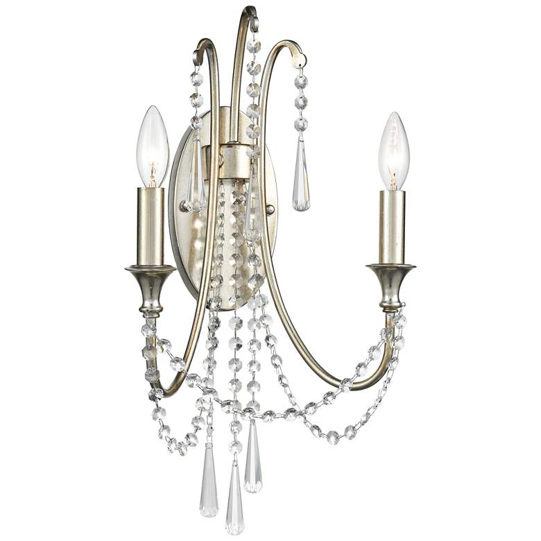 Image 2 Crystorama Arcadia 21 inchH Silver 2-Light Crystal Wall Sconce more views