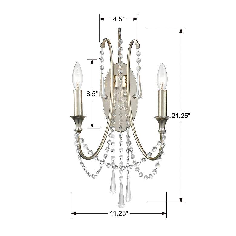 Image 3 Crystorama Arcadia 21"H Silver 2-Light Crystal Wall Sconce more views