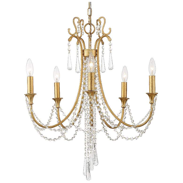Image 2 Crystorama Arcadia 23 1/2" 5-Light Antique Gold and Crystal Chandelier