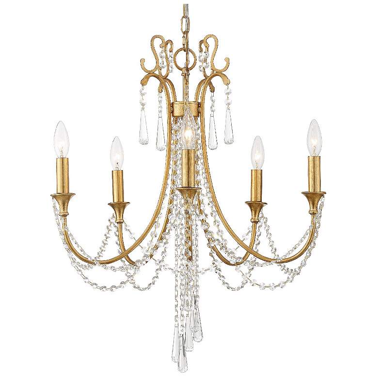 Image 1 Crystorama Arcadia 23 1/2 inch 5-Light Antique Gold and Crystal Chandelier