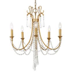 Crystorama Arcadia 23 1/2&quot; 5-Light Antique Gold and Crystal Chandelier