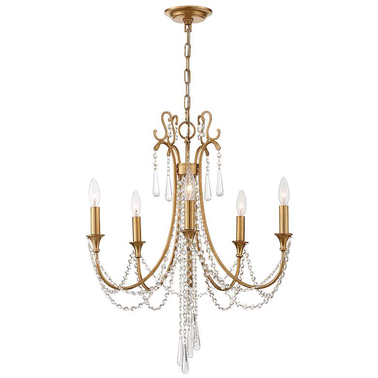 Image 3 Crystorama Arcadia 23 1/2" 5-Light Antique Gold and Crystal Chandelier more views
