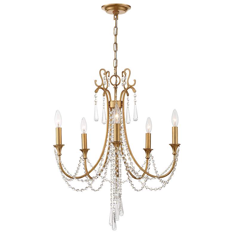 Image 2 Crystorama Arcadia 23 1/2 inch 5-Light Antique Gold and Crystal Chandelier more views