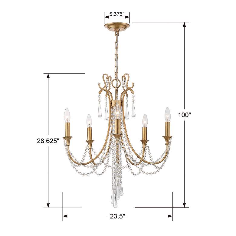 Image 4 Crystorama Arcadia 23 1/2" 5-Light Antique Gold and Crystal Chandelier more views
