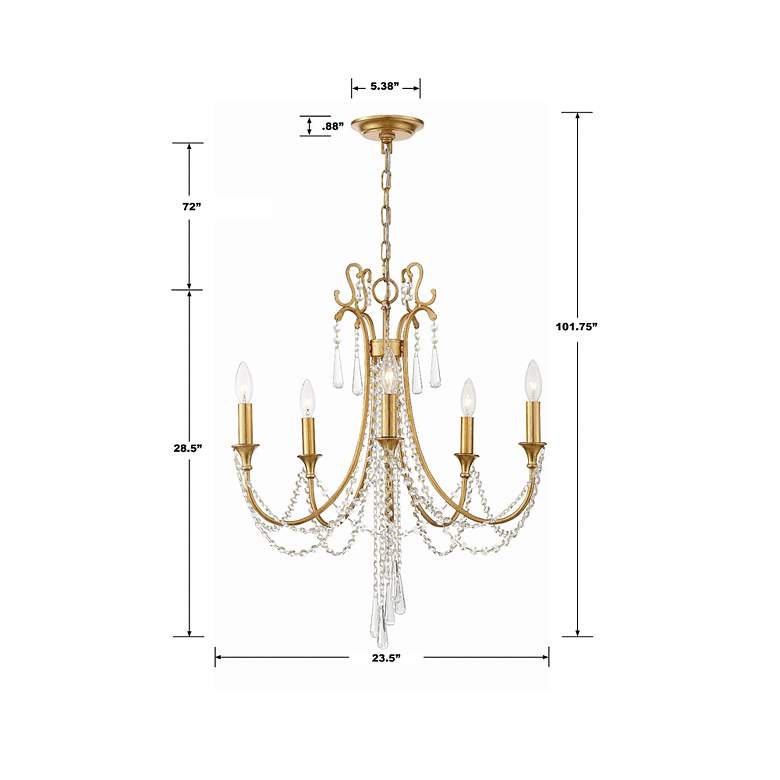 Image 6 Crystorama Arcadia 23 1/2" 5-Light Antique Gold and Crystal Chandelier more views
