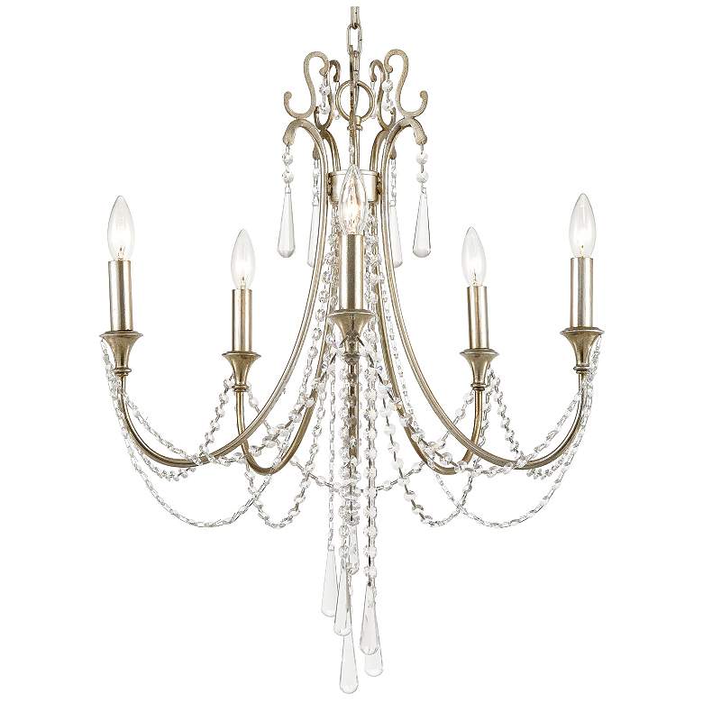 Image 2 Crystorama Arcadia 23 1/2" Antique Silver 5-Light Crystal Chandelier