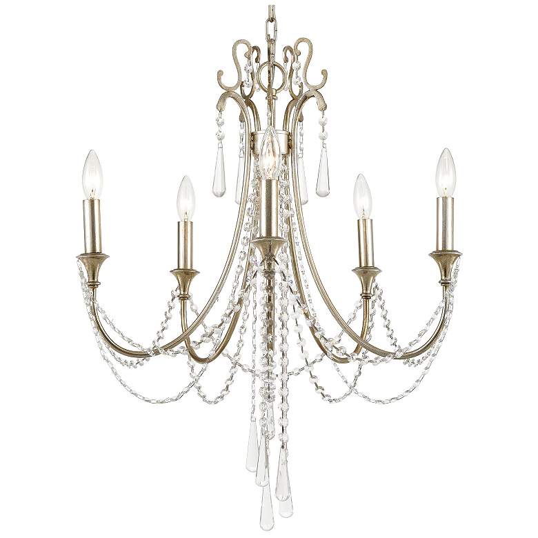 Image 2 Crystorama Arcadia 23 1/2 inch Antique Silver 5-Light Crystal Chandelier