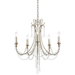 Crystorama Arcadia 23 1/2&quot; Antique Silver 5-Light Crystal Chandelier