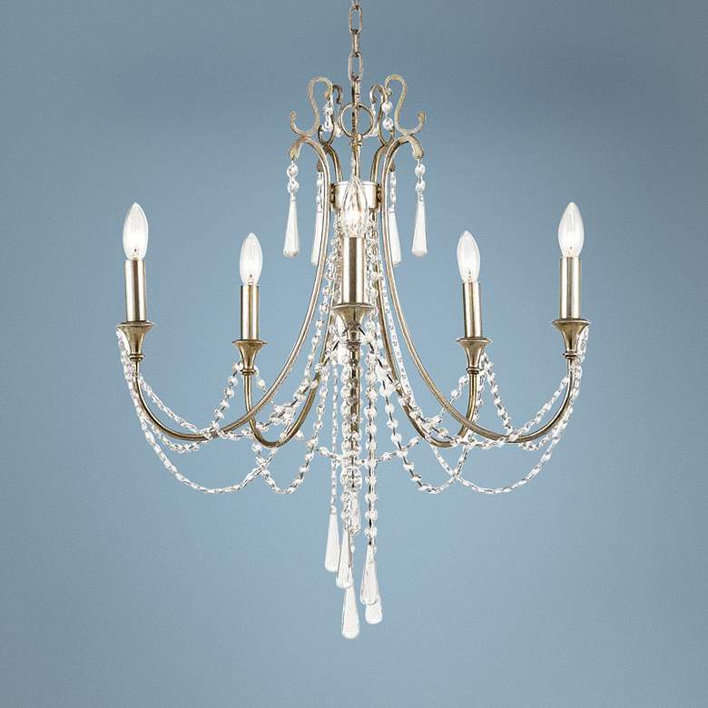 Image 1 Crystorama Arcadia 23 1/2 inch Antique Silver 5-Light Crystal Chandelier