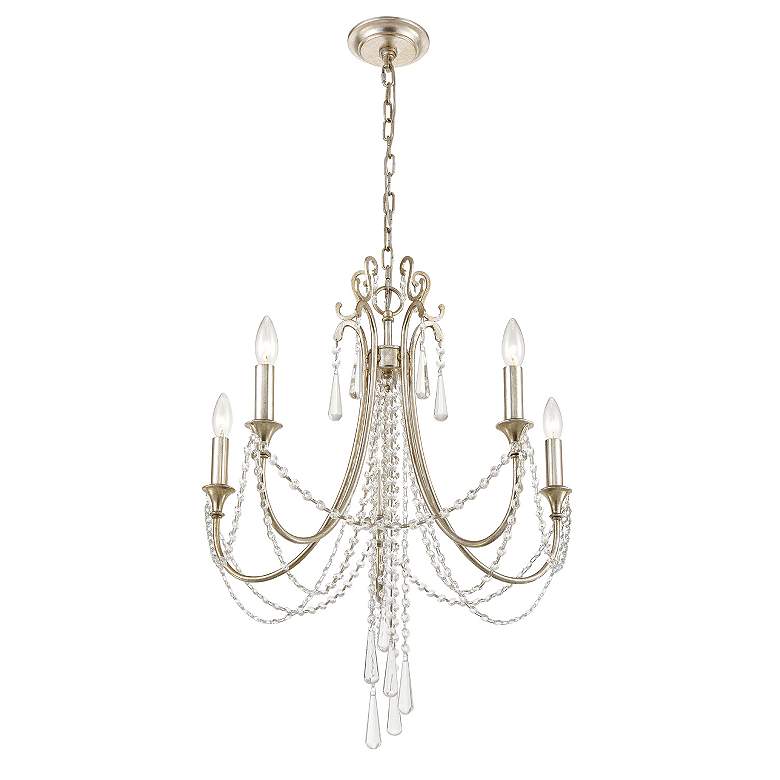 Image 3 Crystorama Arcadia 23 1/2" Antique Silver 5-Light Crystal Chandelier more views