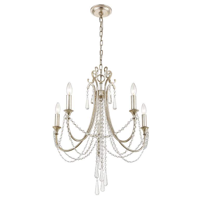 Image 3 Crystorama Arcadia 23 1/2 inch Antique Silver 5-Light Crystal Chandelier more views