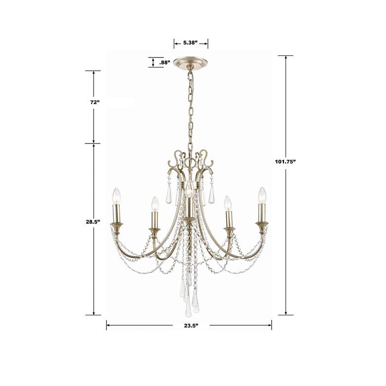 Image 6 Crystorama Arcadia 23 1/2" Antique Silver 5-Light Crystal Chandelier more views